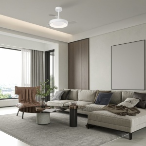 Lustra LED cu ventilator palete retractabile NISEKO S alb