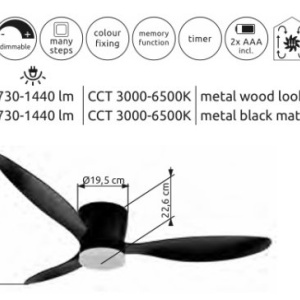 Lustra LED cu ventilator si telecomanda ARMANDO negru 03666S GL 247028 universul-luminii.ro