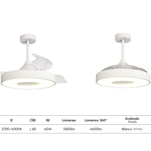 Lustra LED cu Ventilator si telecomanda COIN alb 139168 universul-luminii.ro