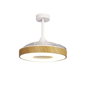 Lustra LED cu Ventilator si telecomanda COIN lemn/alb 139238 universul-luminii.ro