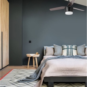 Lustra LED cu ventilator si telecomanda design modern Monsoon stejar NVL-5260251 77328 universul-luminii.ro