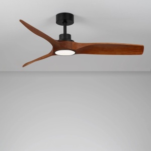 Lustra LED cu Ventilator si telecomanda HOVER D-132cm negru/ lemn inchis - Img 4