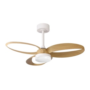 Lustra LED cu ventilator si telecomanda INFINITY alb/lemn - Img 3