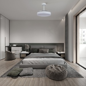 Lustra LED cu ventilator si telecomanda LUNA M alba - Img 3