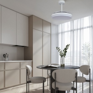 Lustra LED cu ventilator si telecomanda LUNA S alba - Img 3
