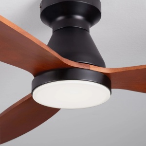 Lustra LED cu Ventilator si telecomanda NELLY D-132cm negru/ lemn inchis - Img 4