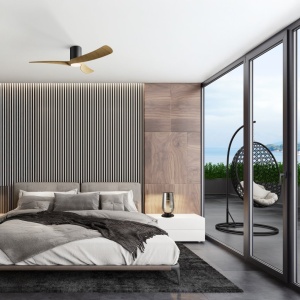 Lustra LED cu Ventilator si telecomanda NEMO G negru/lemn