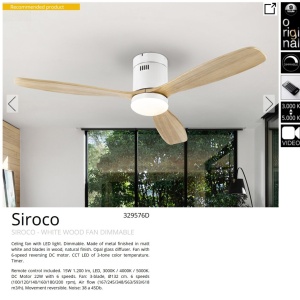 Lustra LED cu Ventilator si telecomanda Siroco D-132cm alb/lemn - Img 9