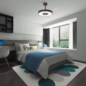 Lustra LED cu Ventilator tavan smart sistem TUYA si telecomanda COIN negru