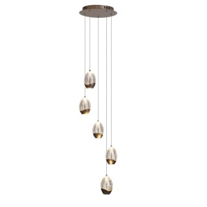 Lustra LED decorativa metal latte sticla sampanie Seeds 5Lt