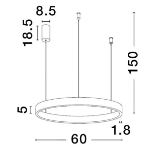 Lustra LED design circular cu iluminat sus si jos ELOWEN argintiu, diametru 60cm - Img 3