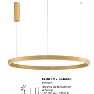 Lustra LED design circular cu iluminat sus si jos ELOWEN auriu, diametru 98cm 121748 universul-luminii.ro