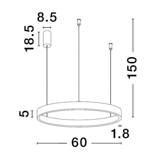 Lustra LED design circular cu iluminat sus si jos ELOWEN auriu, diametru 60cm 213788 universul-luminii.ro