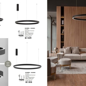 Lustra LED design circular cu iluminat sus si jos ELOWEN negru, diametru 98cm 121728 universul-luminii.ro