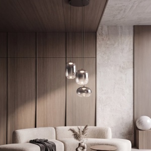 Lustra LED design decorativ VITRO negru/gri fumuriu