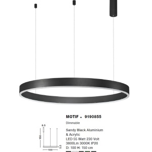Lustra LED design modern circular MOTIF 55W NVL-9190855 - Img 3