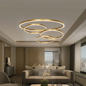 Lustra LED design modern circular ROTUNDA 80cm, auriu mat - Img 4