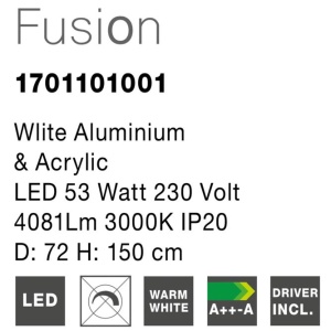 Lustra LED design modern Fusion, alb - Img 4