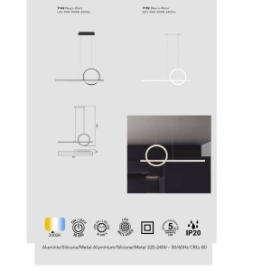 Lustra LED design modern minimalist KITESURF 30W alba 67078 universul-luminii.ro