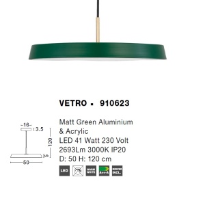 Lustra LED design modern VETRO 50cm, verde 74898 universul-luminii.ro