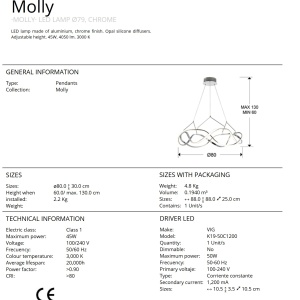 Lustra LED design ultra-modern Molly crom 80cm SV-763950 75028 universul-luminii.ro