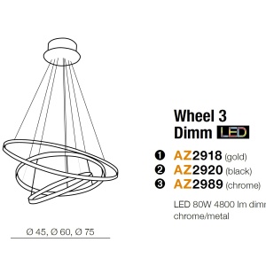 Lustra LED dimabila design modern Wheel 3 auriu 69958 universul-luminii.ro