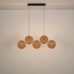 Lustra LED metal negru cu sticla champagne, HALLEY - Img 7