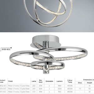 Lustra LED moderna aplicata Rings 28W 3133-3CC SRT - Img 3