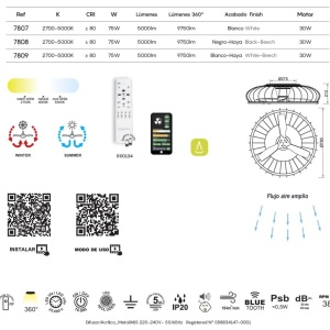 Lustra LED Smart cu Ventilator si telecomanda NATURE ALB 222968 universul-luminii.ro