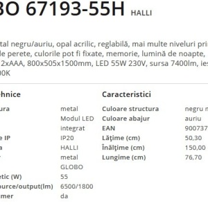 Lustra LED suspendata cu telecomanda design modern Halli negru, auriu 183008 universul-luminii.ro