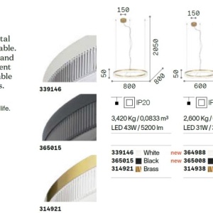 Lustra LED suspendata design circular CROWN SP D40 OTTONE - Img 3
