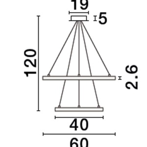 Lustra LED suspendata design circular EMPATIA D-60/40cm aurie - Img 5