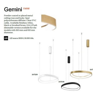 Lustra LED suspendata design circular Gemini sp d081 dali/push negru - Img 2