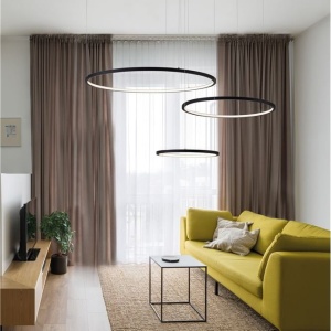 Lustra LED suspendata design circular PURPLE 3 ring neagra 137788 universul-luminii.ro