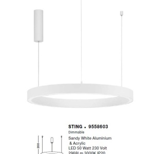 Lustra LED suspendata design circular STING White 80cm - Img 3