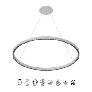 Lustra LED suspendata design circular XL RIUMAR alba - Img 6