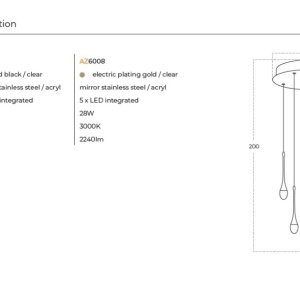 Lustra LED suspendata design decorativ DALMA 5 round BK - Img 3