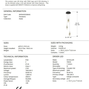 Lustra LED suspendata design elegant Iliada 3L - Img 6