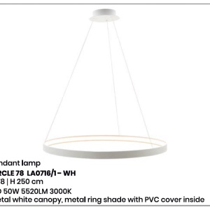 Lustra LED suspendata design modern circular CIRCLE 78, alb LA0716/1 - WH ZL - Img 2