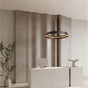 Lustra LED suspendata design modern circular ORMI coffee D-45cm - Img 2