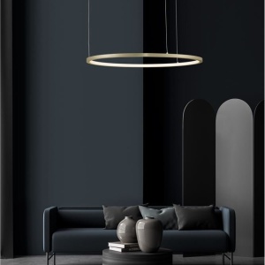 Lustra LED suspendata design modern circular TARQUIN D-60cm aurie - Img 2