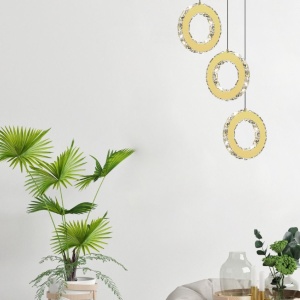 Lustra LED suspendata design modern Girona auriu - Img 5