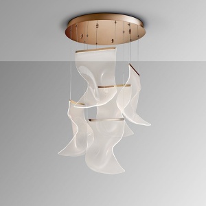 Lustra LED suspendata design ultra-modern Velos II auriu - Img 4