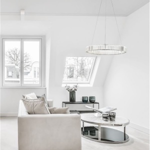 Lustra LED suspendata , dimabila, cristal design elegant AURELIA crom 60cm - Img 2