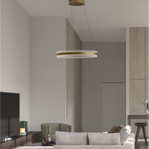 Lustra LED suspendata, dimabila, design modern Agos auriu 60cm 115368 universul-luminii.ro