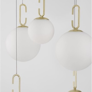 Lustra LED suspendata, dimabila, design modern Hook auriu, opal alb 56,6cm 115378 universul-luminii.ro