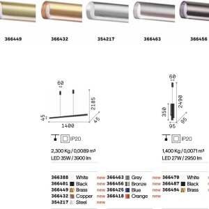 Lustra LED suspendata liniara DORICA SP1 D45 RAME - Img 3