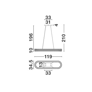 Lustra LED suspendata ovala design elegant ARIETTA L-119cm - Img 6