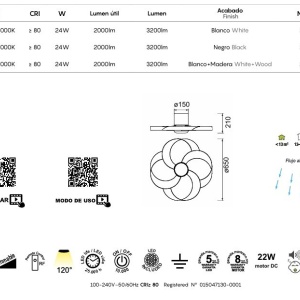 Lustra LED, Ventilator minimalist cu telecomanda, ROSE aspect lemn MA-8707 247458 universul-luminii.ro