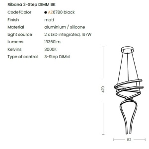Lustra LED XXL casa scarii RIBANA 3-Step DIMM - Img 4